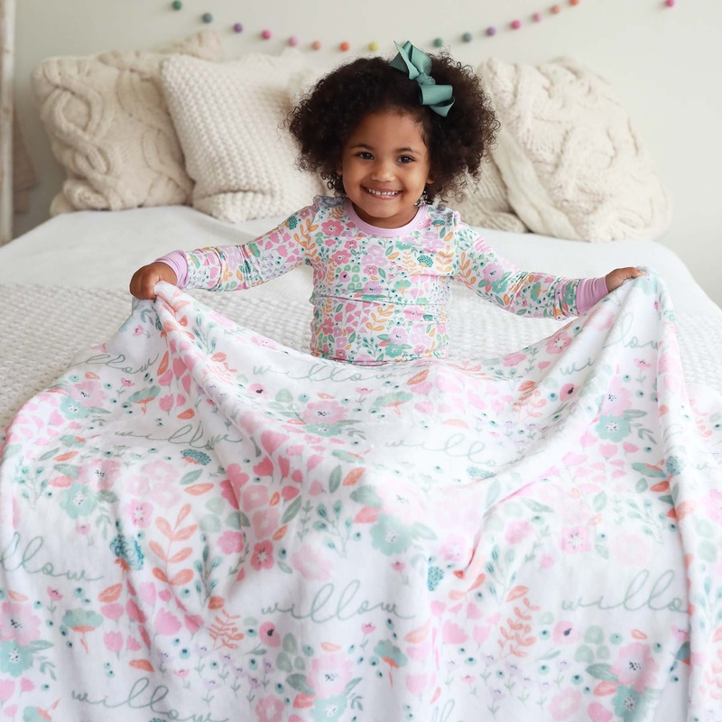 Willow’s Whimsy Floral Personalized Kids Blanket