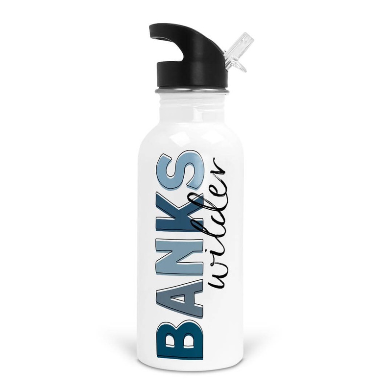 Baby Blues Color Block Personalized Kids Water Bottle