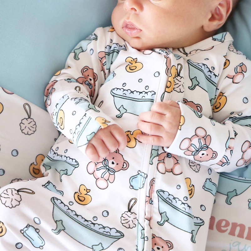 Bathtime Besties Zipper Footie | Blue