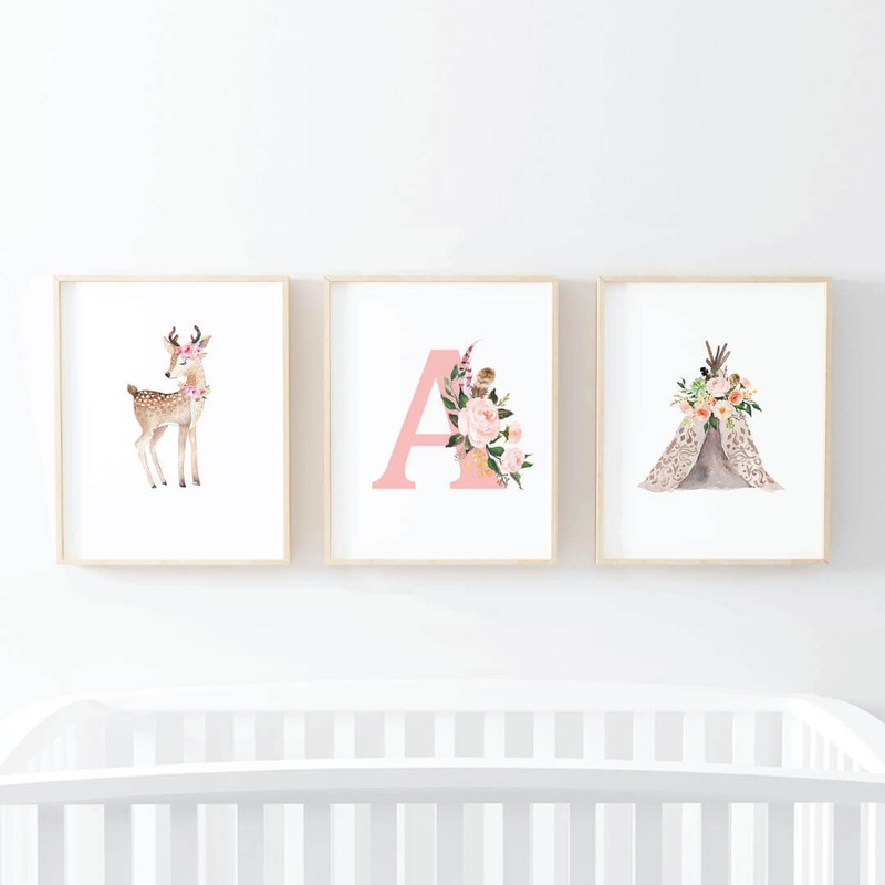 Blakely’s Boho Woodland Deer Bundled Digital Nursery Art