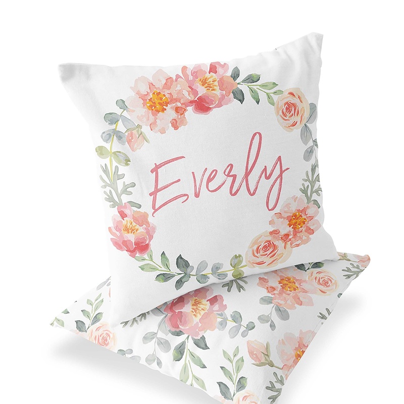 Ella’s Floral Wreath Personalized Accent Pillow