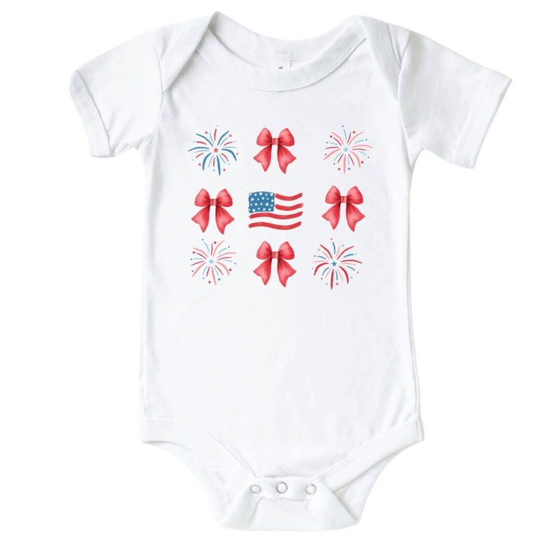 Fireworks & Bows Graphic Bodysuit | White
