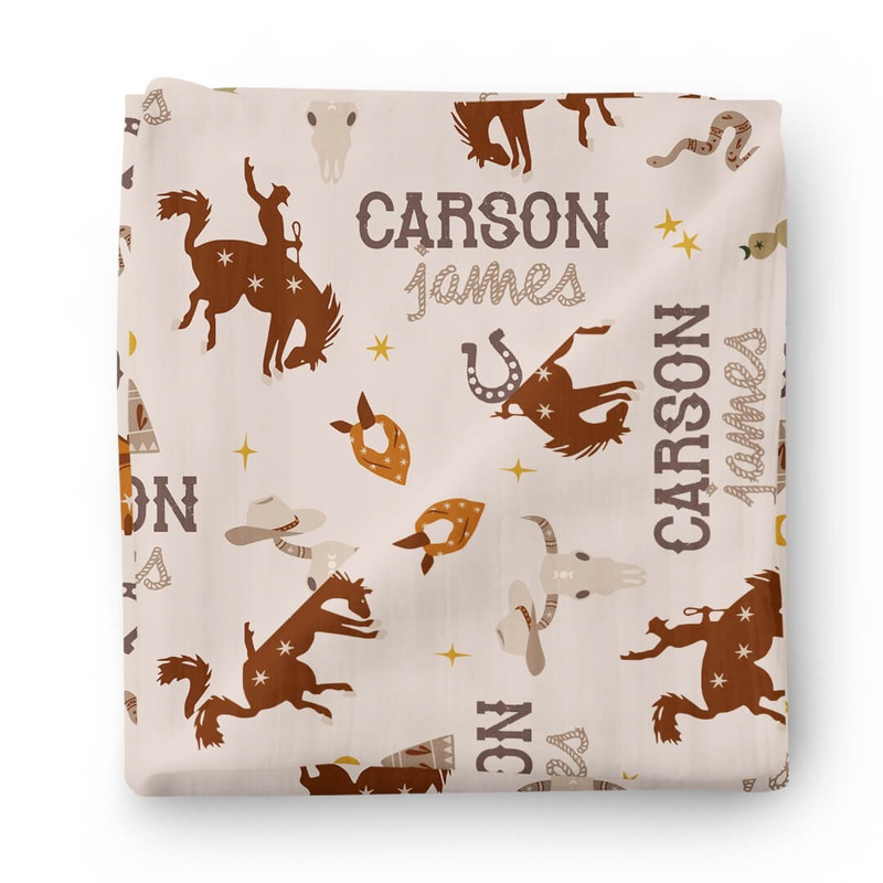 Giddy Up Personalized Baby Name Swaddle Blanket