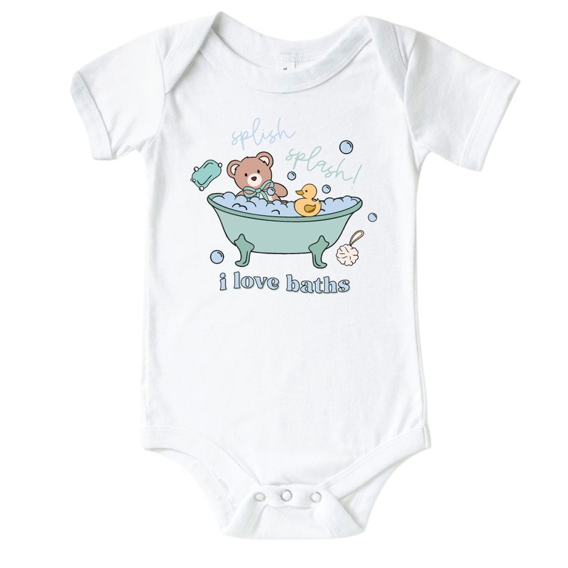 I Love Baths Graphic Bodysuit | White