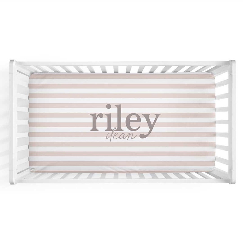 Latte Stripes Personalized Crib Sheet