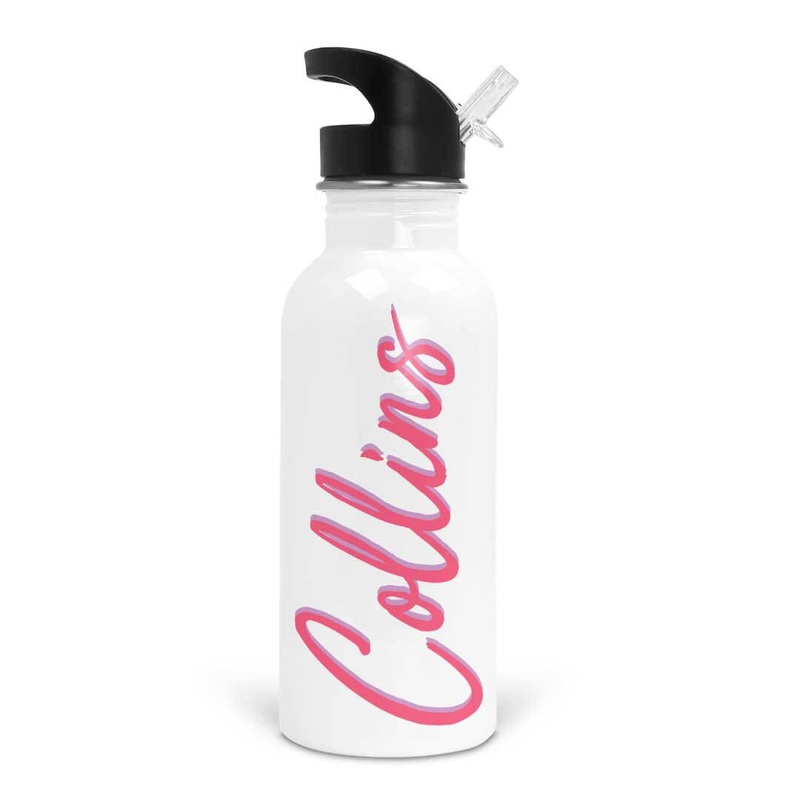 Lipstick & Lavender Script Personalized Kids Water Bottle