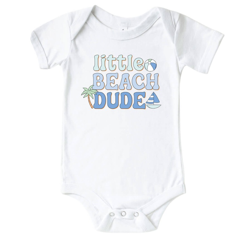 Little Beach Dude Graphic Bodysuit | White