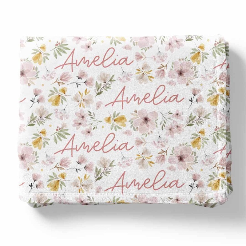 Maeve’s Mauve & Mustard Floral Personalized Toddler Blanket