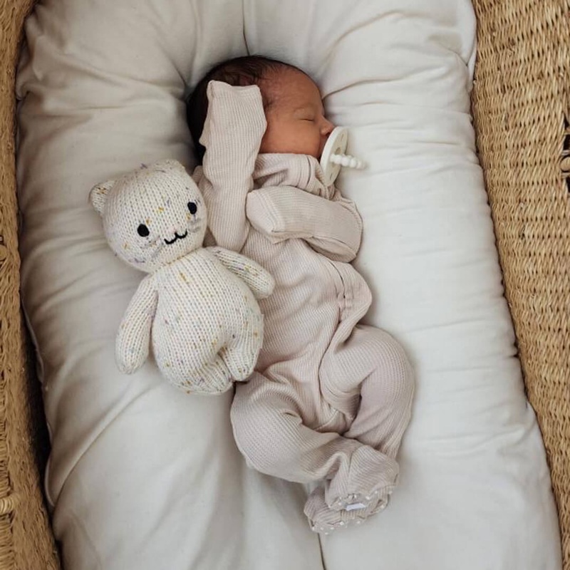 Oatmeal Bamboo Waffle Zipper Footie