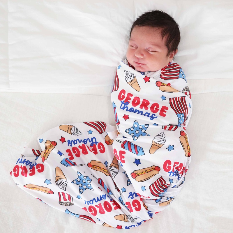 Party in the USA Personalized Swaddle Blanket | Fireworks