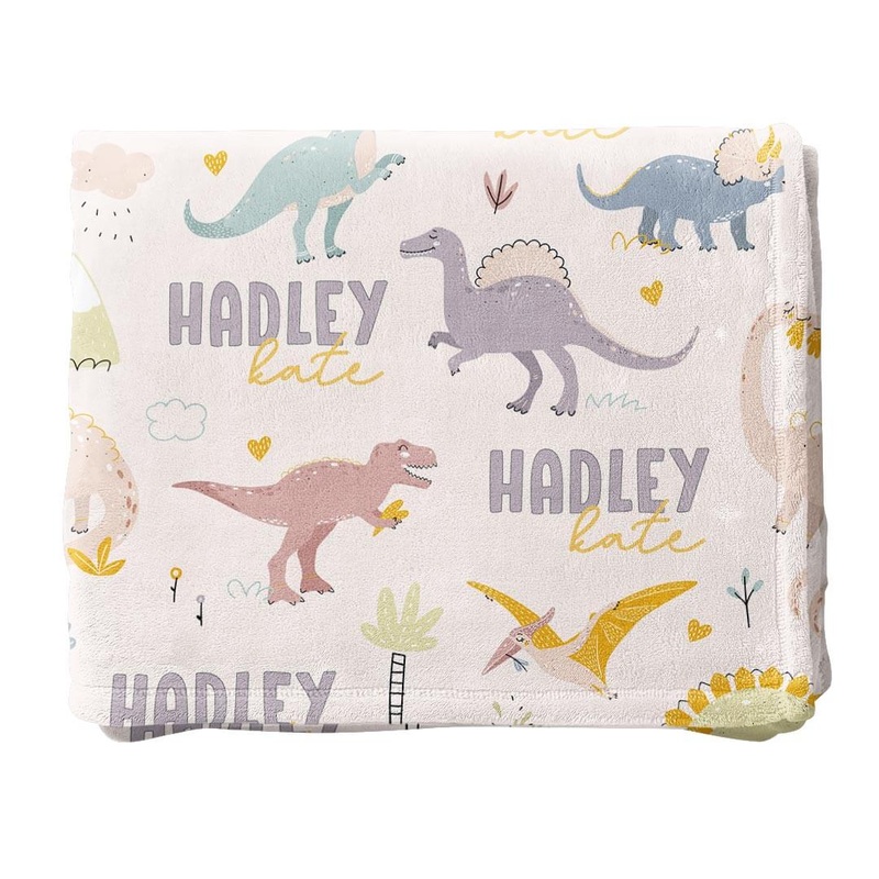 Pastel Dino Personalized Kids Blanket