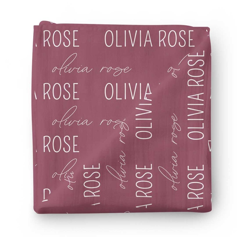 Personalized Boysenberry Baby Name Swaddle Blanket