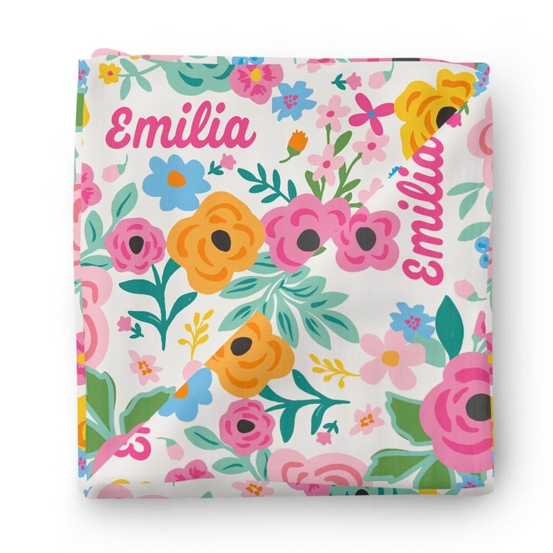 Pretty Poppies Personalized Swaddle Blanket