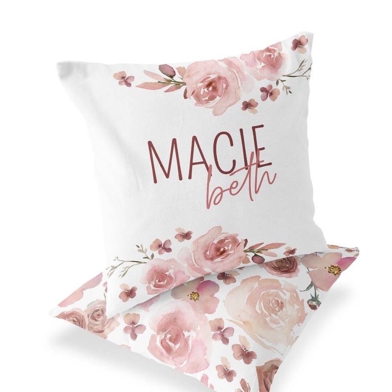 Rosie’s Rose Garden Personalized Name Throw Pillow