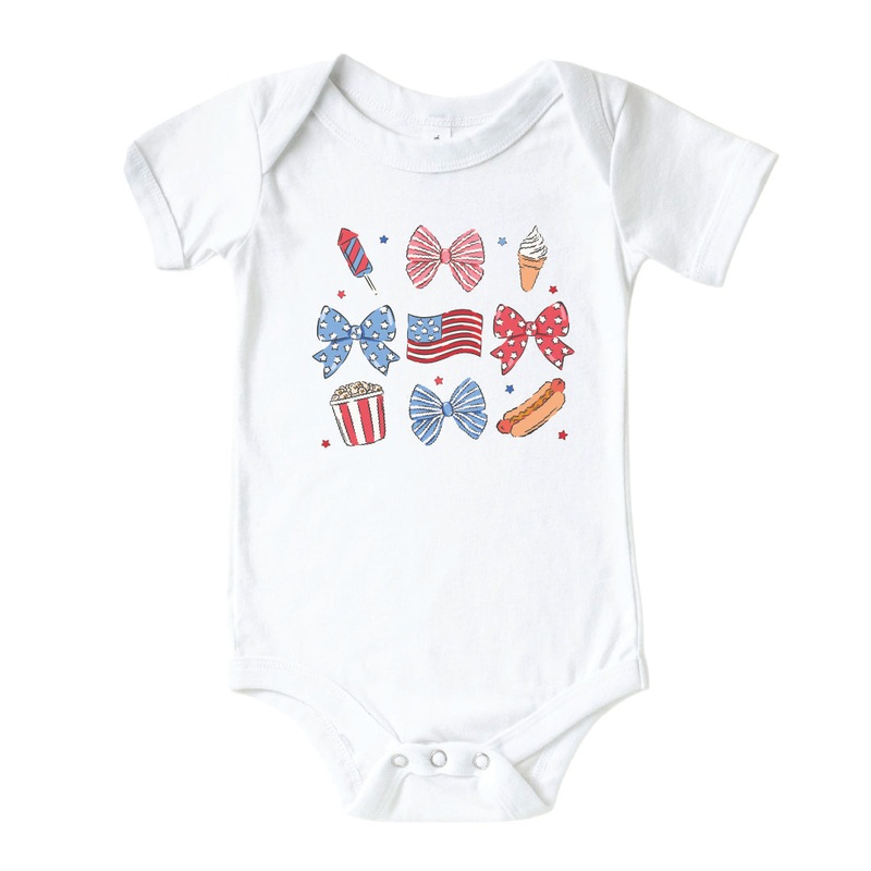 Snacks & Bows Graphic Bodysuit | White
