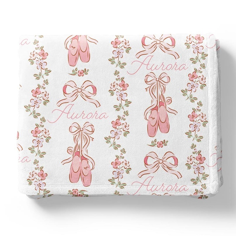 Ballet Blossoms Personalized Kids Blanket
