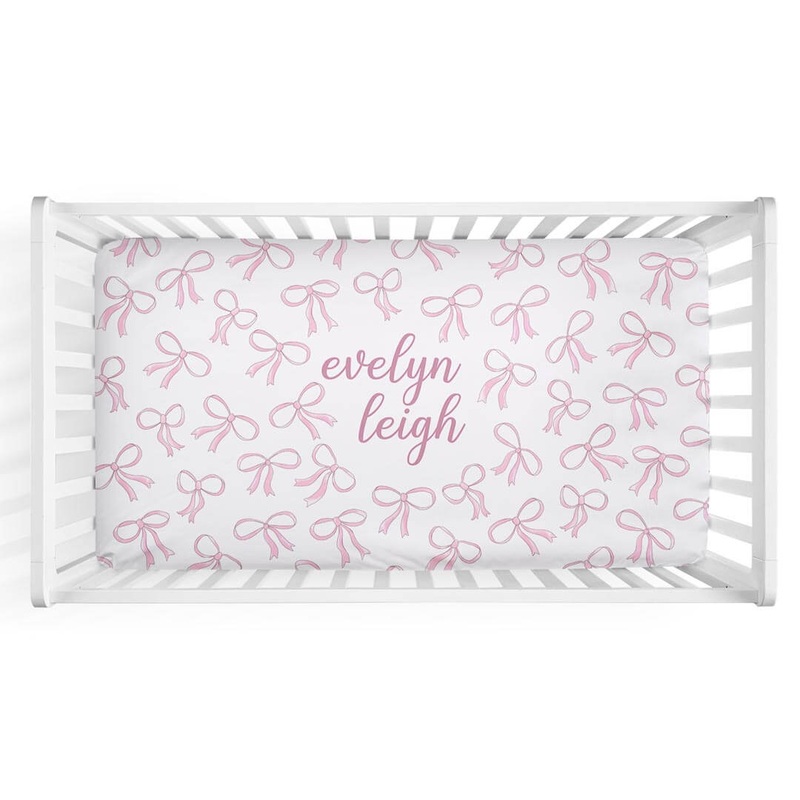 Blushing Bows Personalized Crib Sheet