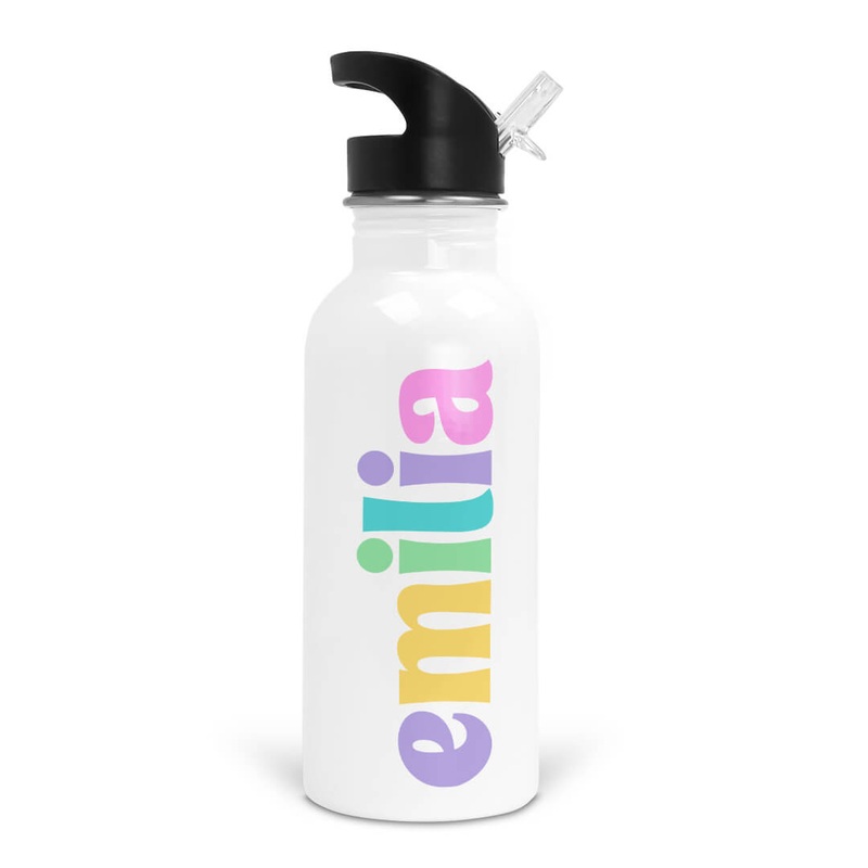 Colorful Pastels Personalized Kids Water Bottle