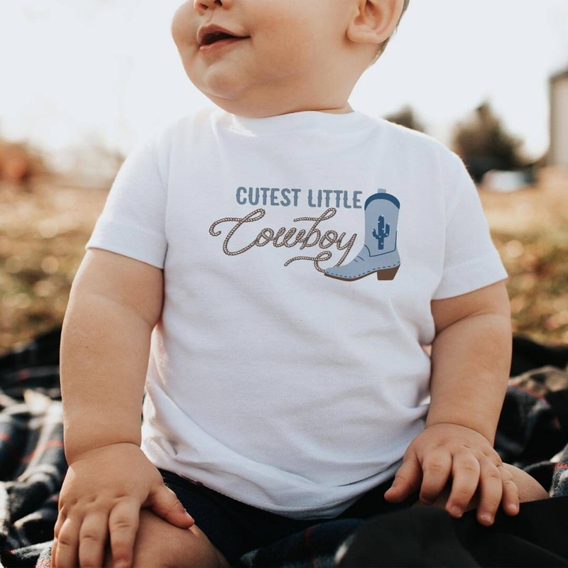 Cutest Little Cowboy Kids Graphic Tee | White