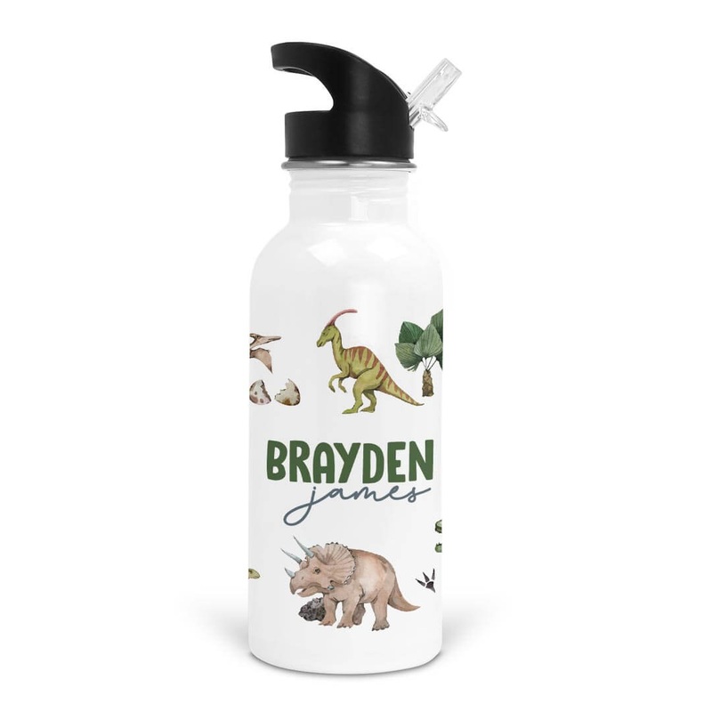 Dino Tracks Personalized Kids Water Bottle