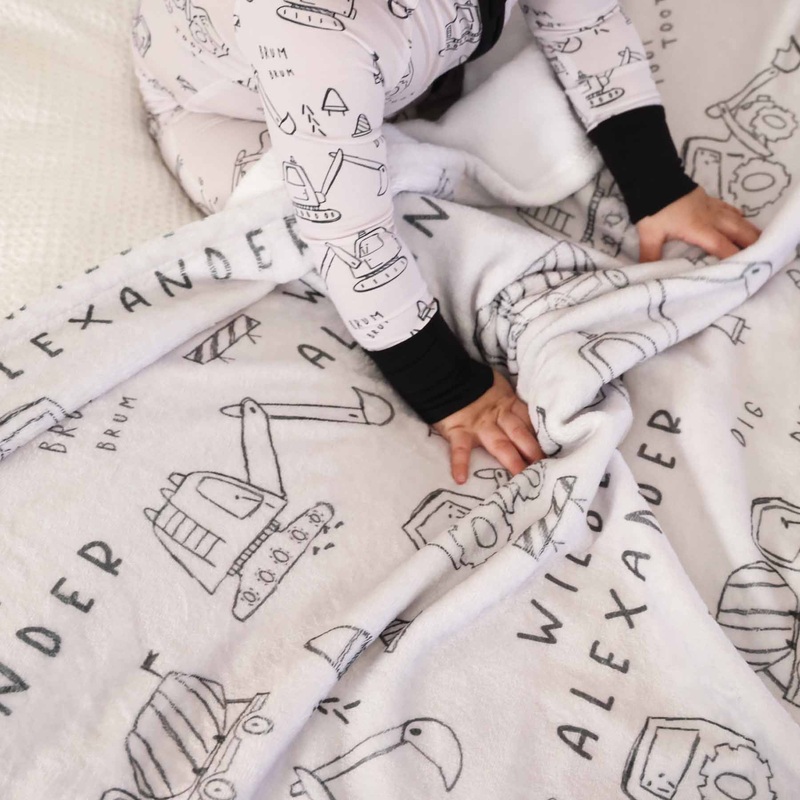Doodle Dozers Personalized Kids Blanket