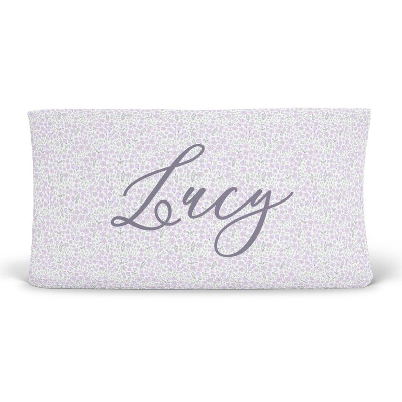 Lilac Meadow Personalized Changing Pad Cover