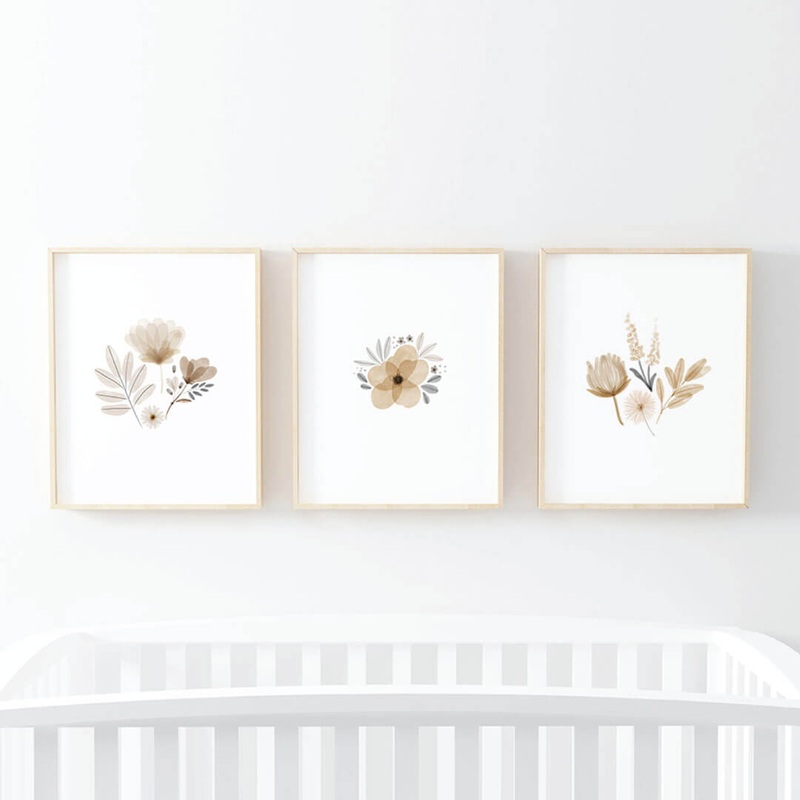 Navie’s Neutral Floral Bundled Digital Nursery Wall Art