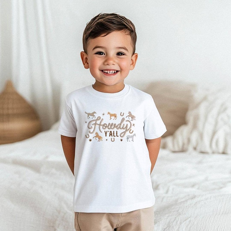 P’s Ponies Howdy Y’all Kids Graphic Tee | White