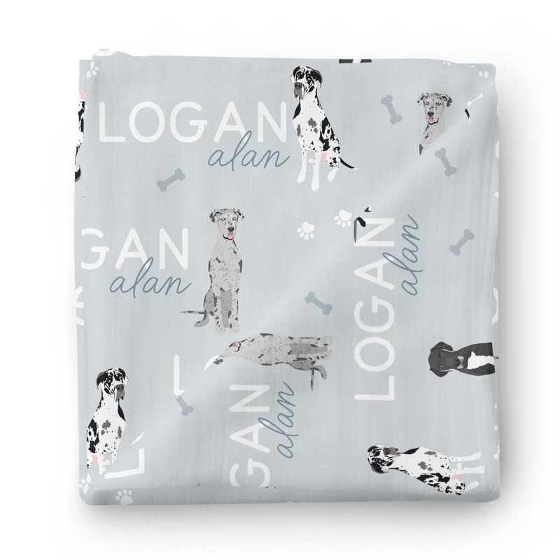 Personalized Baby Name Swaddle Blanket | Great Dane
