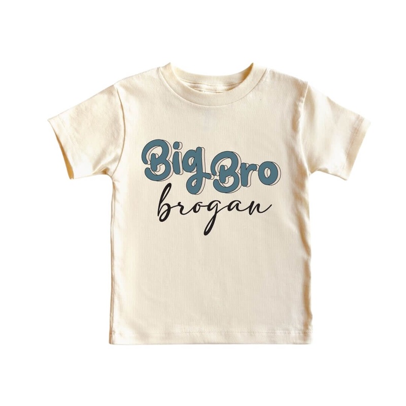 Personalized Big Bro Name Script Tee | Natural