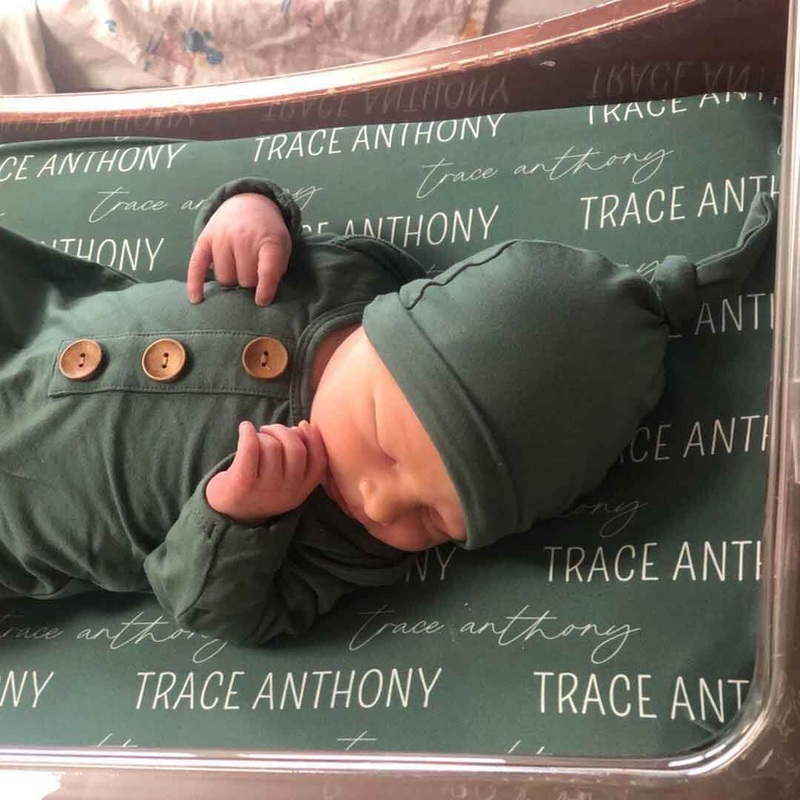 Personalized Emerald Baby Name Swaddle Blanket – Block & Script