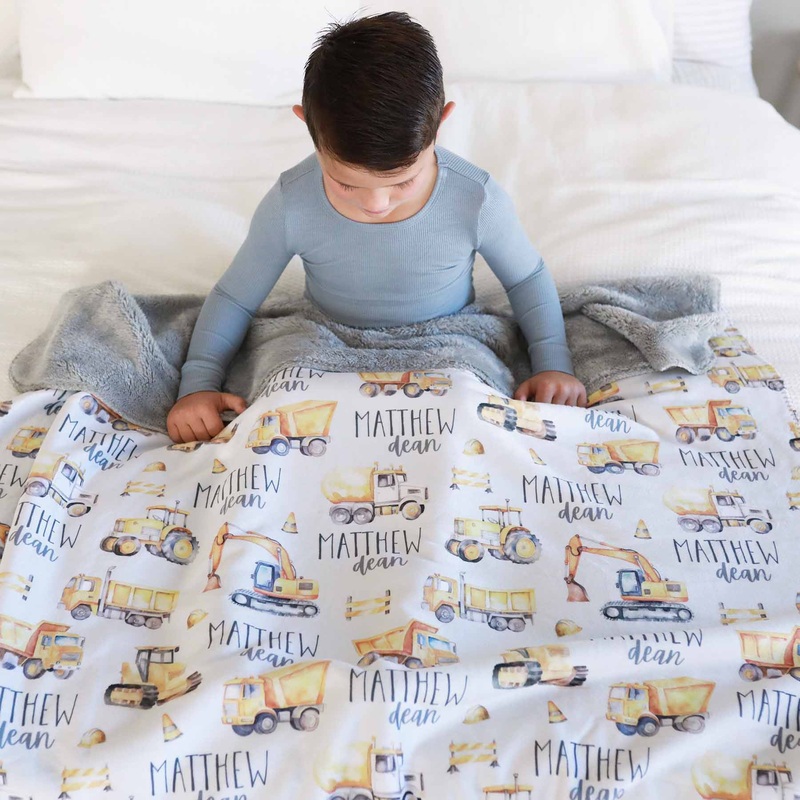 Personalized Fuzzy Kids Blanket | Road Work