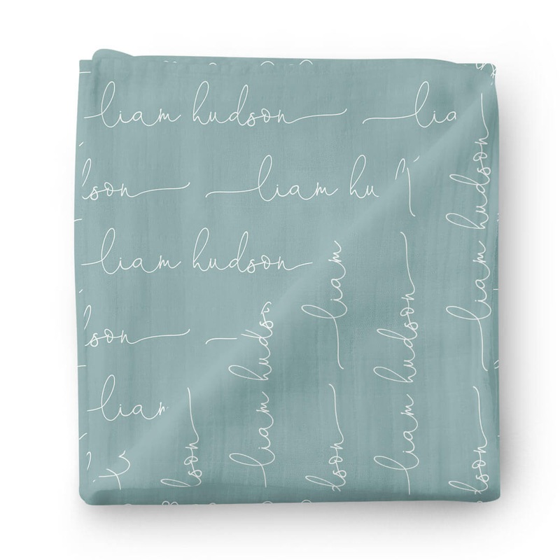 Personalized Ocean Baby Name Swaddle Blanket – Script