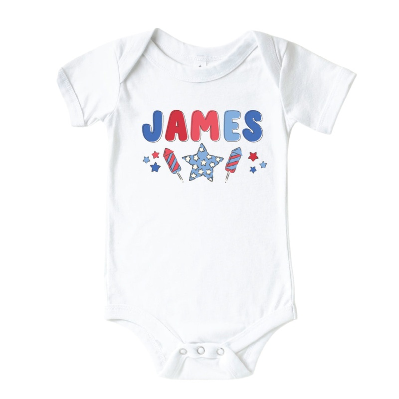 Personalized Party in the USA Graphic Bodysuit | White