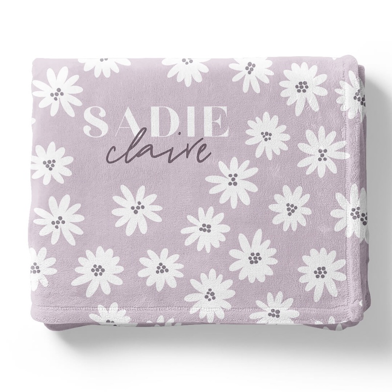 Purple Daisy Personalized Toddler Blanket