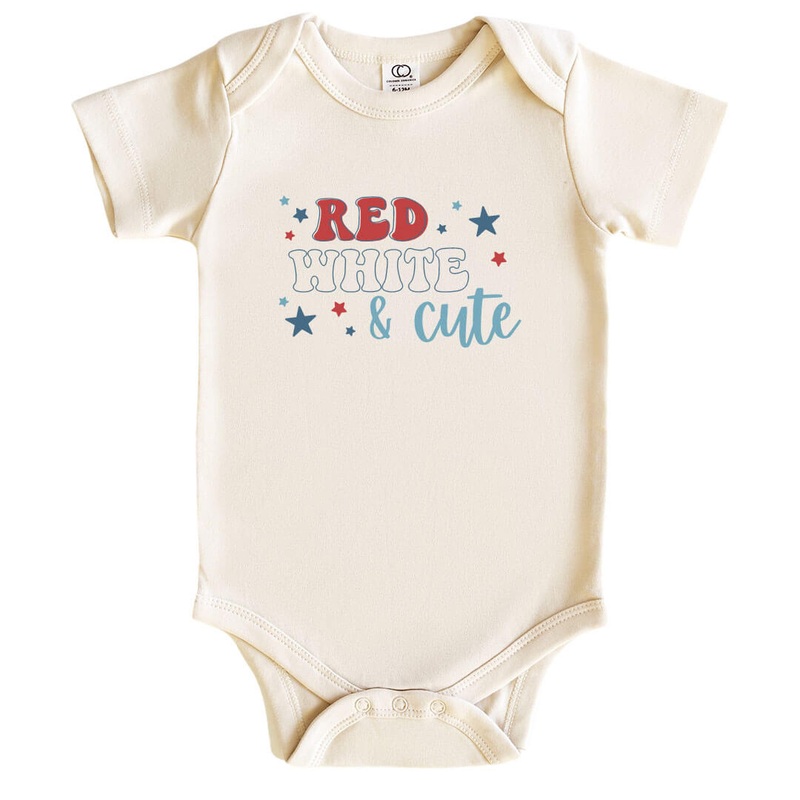 Red, White, & Cute Graphic Bodysuit | Natural
