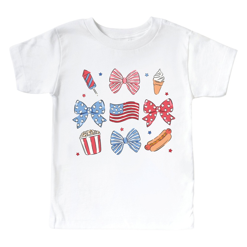 Snacks & Bows Kids Graphic Tee | White