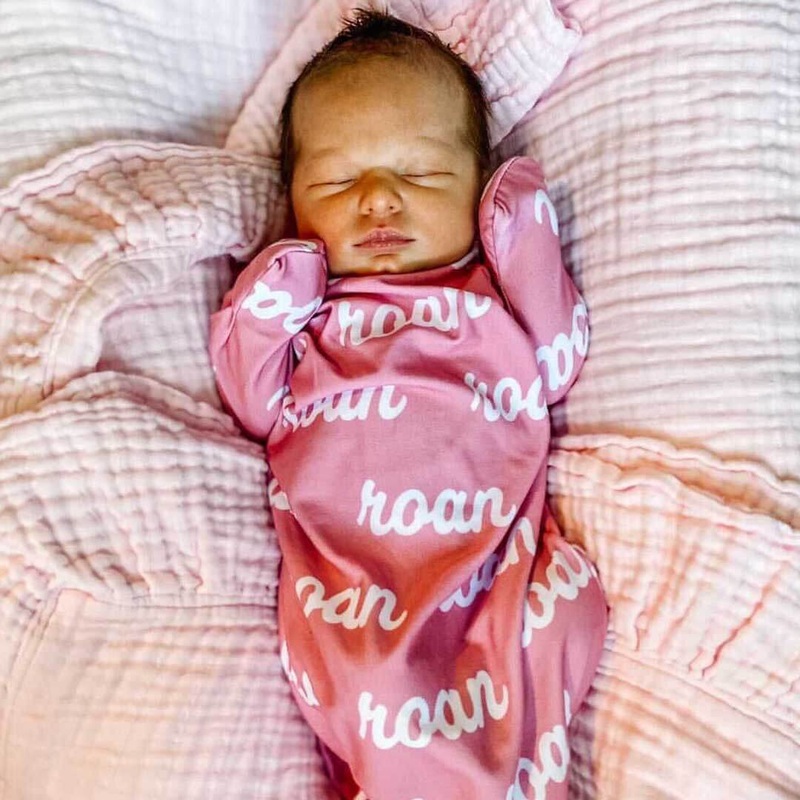 Solid Mauvelous Personalized Newborn Baby Knot Gown