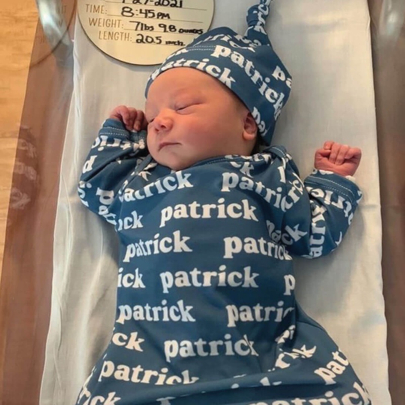 Solid Sapphire Personalized Newborn Baby Knot Gown