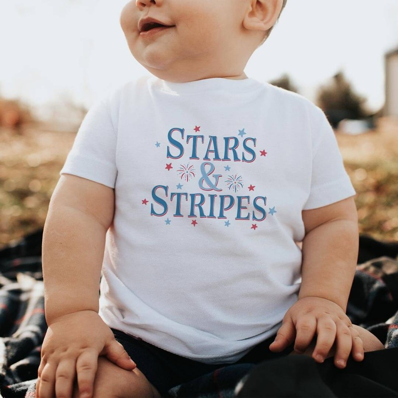 Stars & Stripes Kids Graphic Tee | White