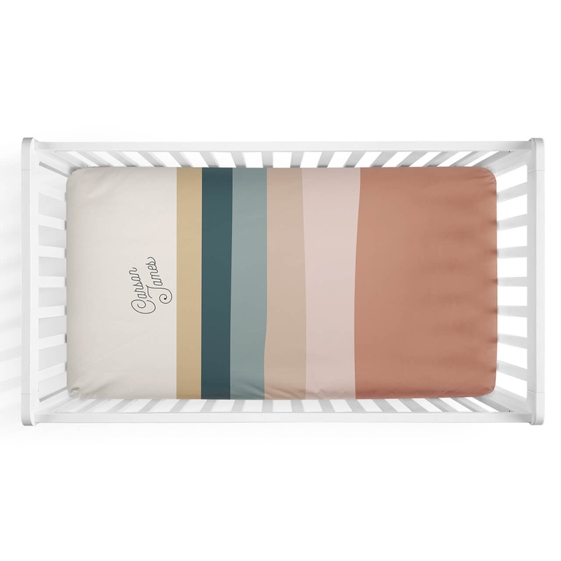 Sunset Stripes Personalized Crib Sheet