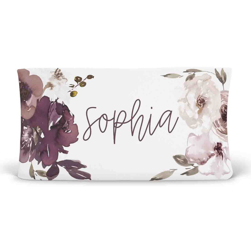 Demi’s Dusty Purple Floral Personalized Changing Pad Cover