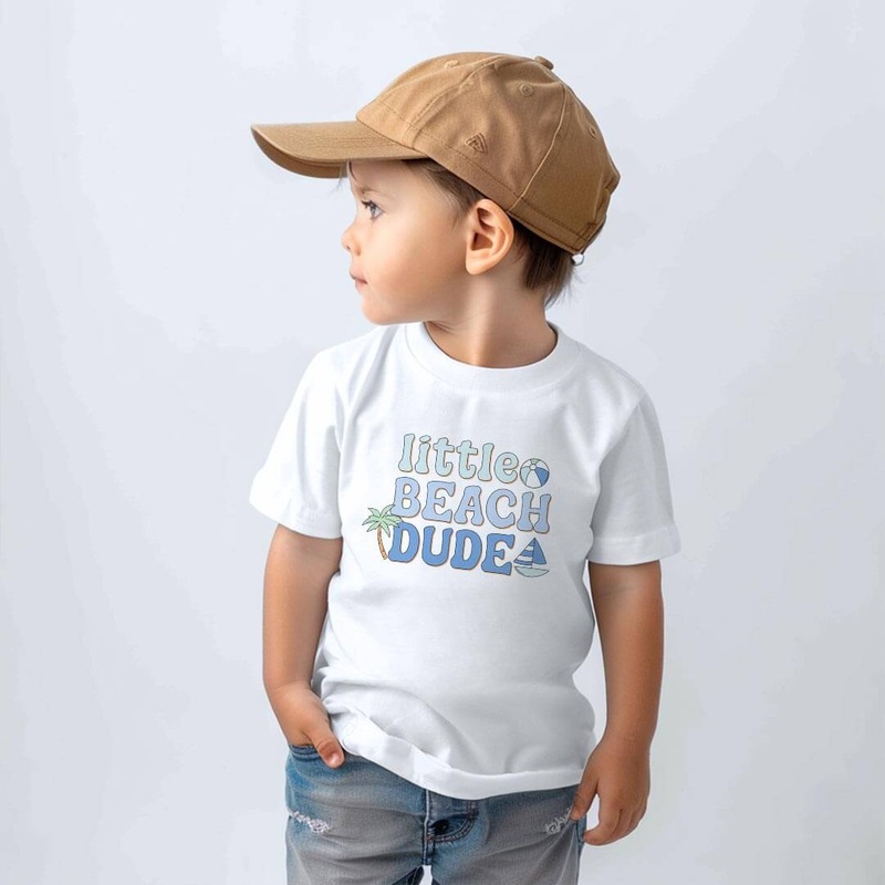 Little Beach Dude Kids Graphic Tee | White