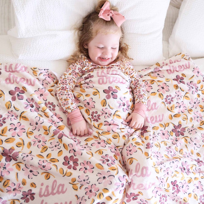 Mauvelous Meadow Personalized Kids Blanket