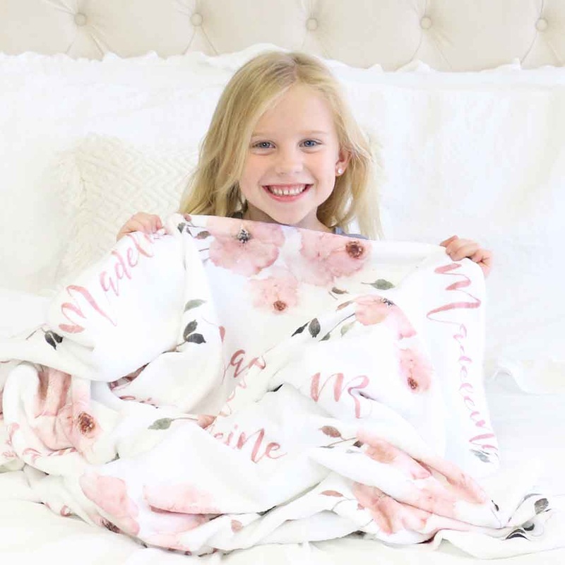 Millie’s Dusty Rose Garden Personalized Toddler Blanket