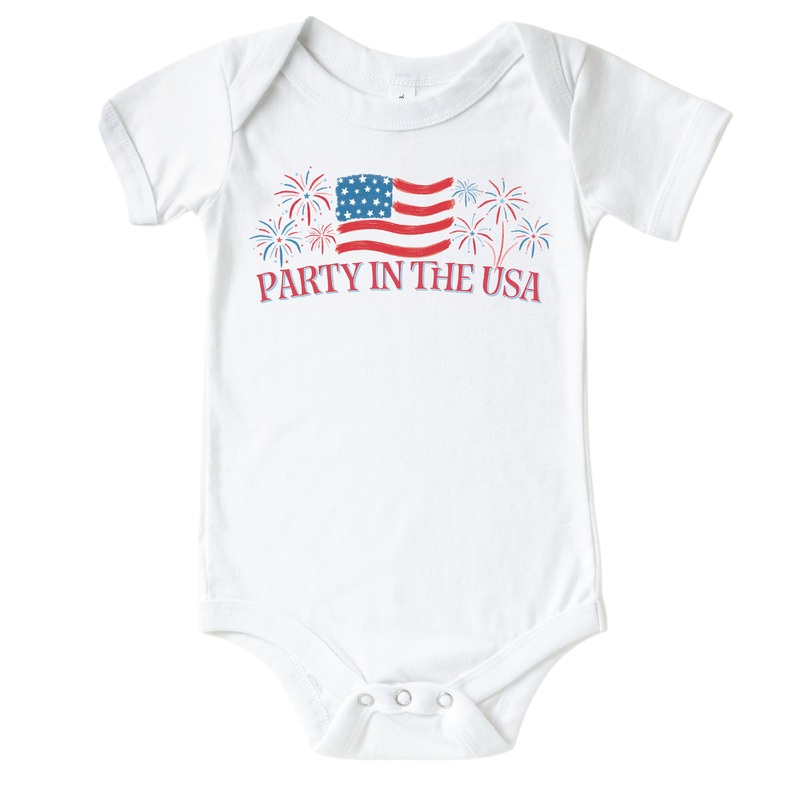 Party in the USA Fireworks Graphic Bodysuit | White