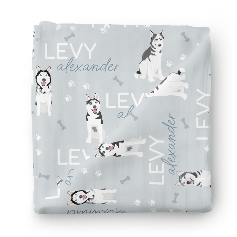 Personalized Baby Name Swaddle Blanket | Husky
