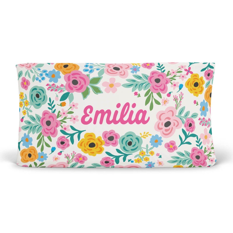 Pretty Poppies Personalized Changing Pad Cover