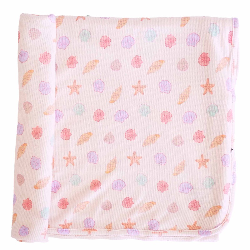 Saltwater Shells Bamboo Waffle Oversized Swaddle Blanket
