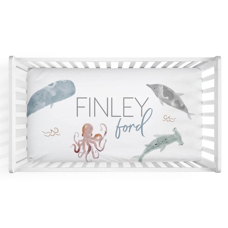 Sea Life Personalized Crib Sheet
